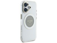Capa MagSafe Guess IML Metal Colored Circle Classic Logo para iPhone 16 - cinza Capa MagSafe Guess IML Metal Colored Circle Classic Logo para iPhone 16 - cinza