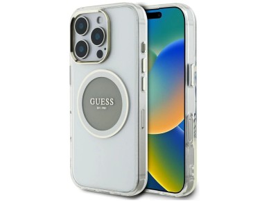 Funda Guess IML Metal Colored Circle Classic Logo MagSafe para iPhone 16 Pro Max - gris Funda Guess IML Metal Colored Circle Classic Logo MagSafe para iPhone 16 Pro Max - gris
