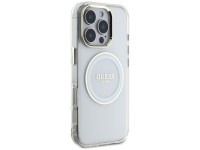 Capa MagSafe Guess IML Metal Colored Circle Classic Logo para iPhone 16 Pro - branca Capa MagSafe Guess IML Metal Colored Circle Classic Logo para iPhone 16 Pro - branca