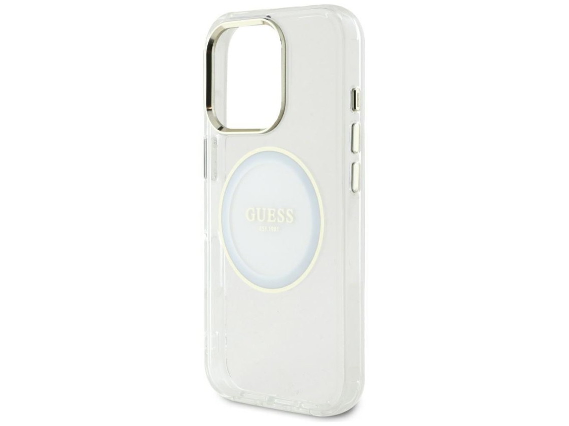 Guess IML Metal Colored Circle Classic Logo MagSafe case for iPhone 16 Pro Max - white