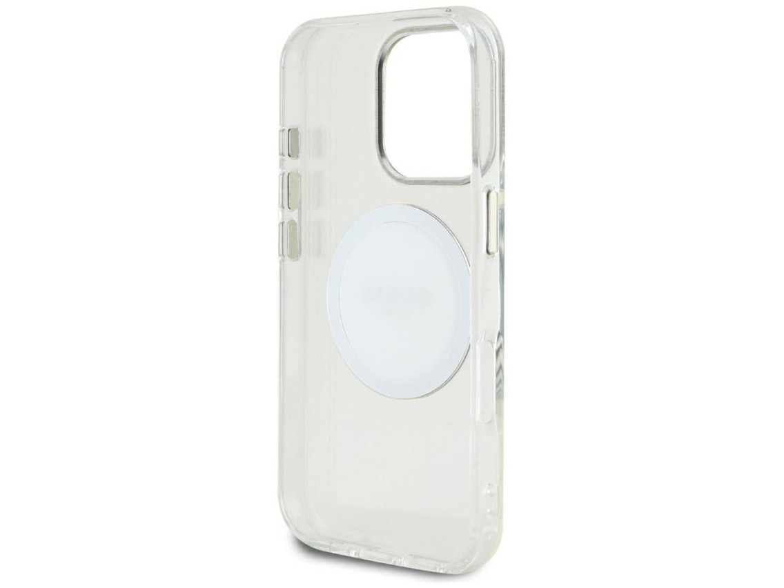 Guess IML Metal Colored Circle Classic Logo MagSafe case for iPhone 16 Pro Max - white