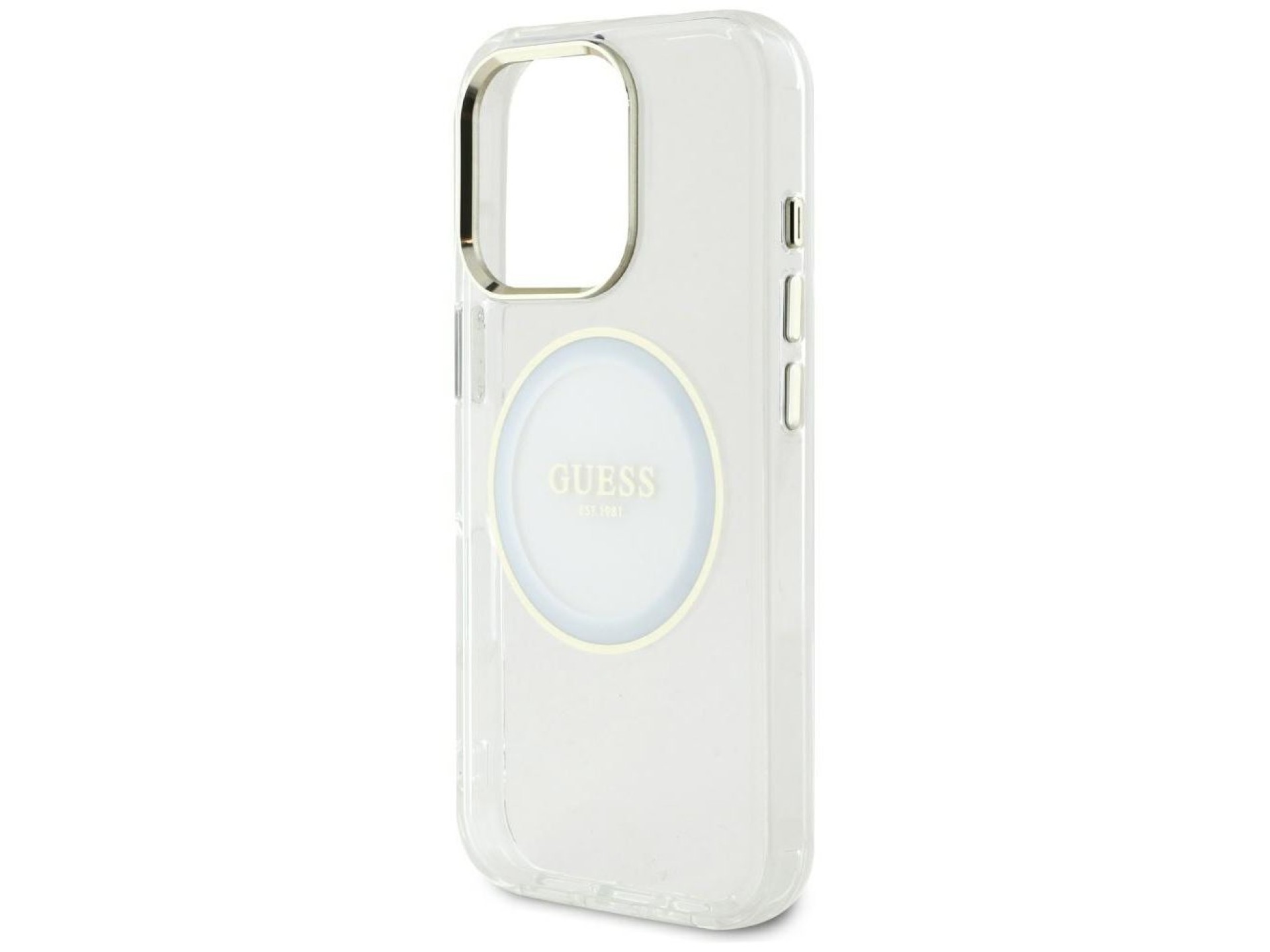 Guess IML Metal Colored Circle Classic Logo MagSafe case for iPhone 16 Pro Max - white