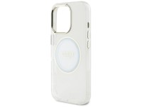 Capa MagSafe Guess IML Metal Colored Circle Classic Logo para iPhone 16 Pro - branca Capa MagSafe Guess IML Metal Colored Circle Classic Logo para iPhone 16 Pro - branca
