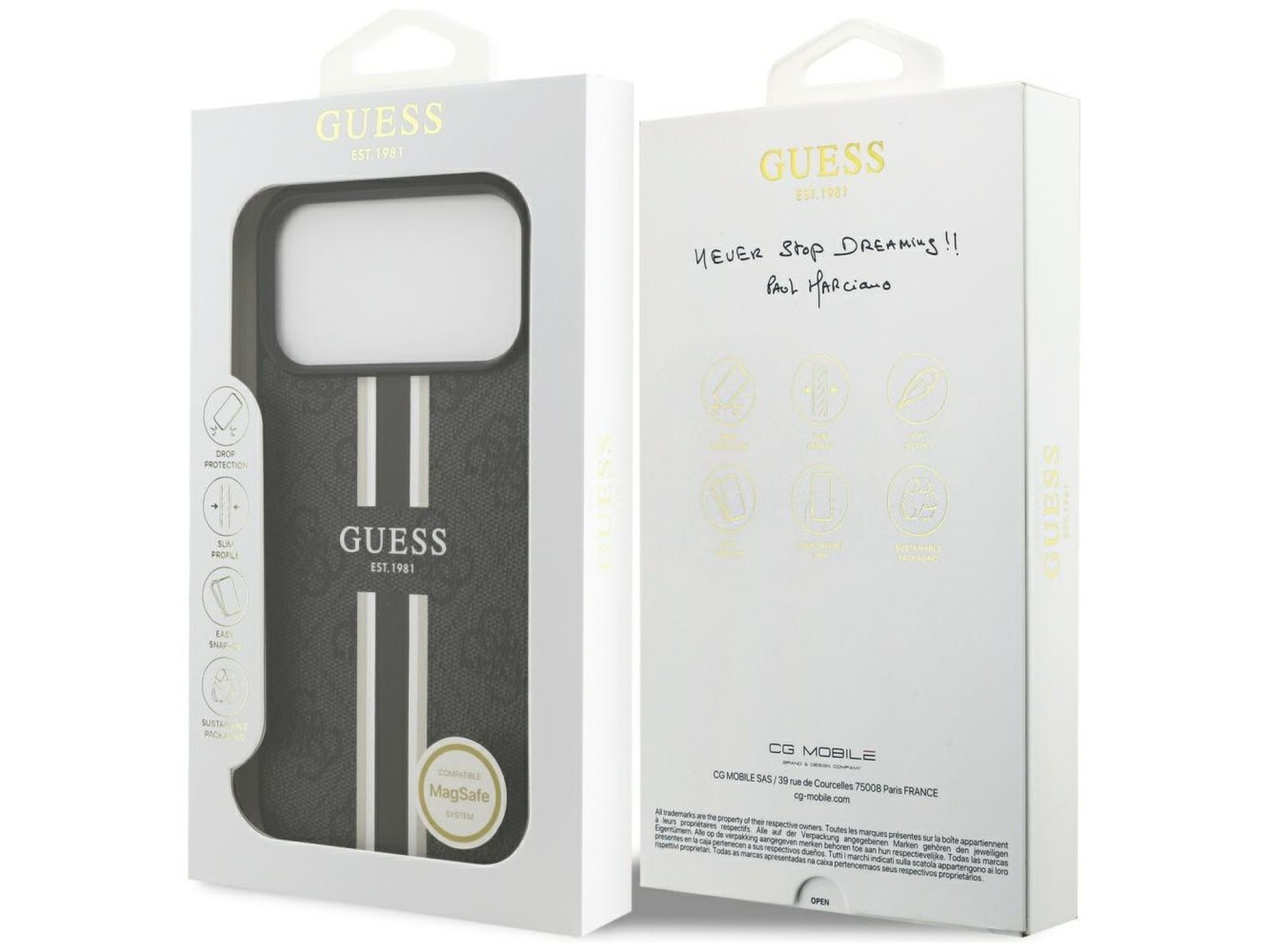 Guess 4G Printed Stripes MagSafe case for iPhone 17 Pro Max - black