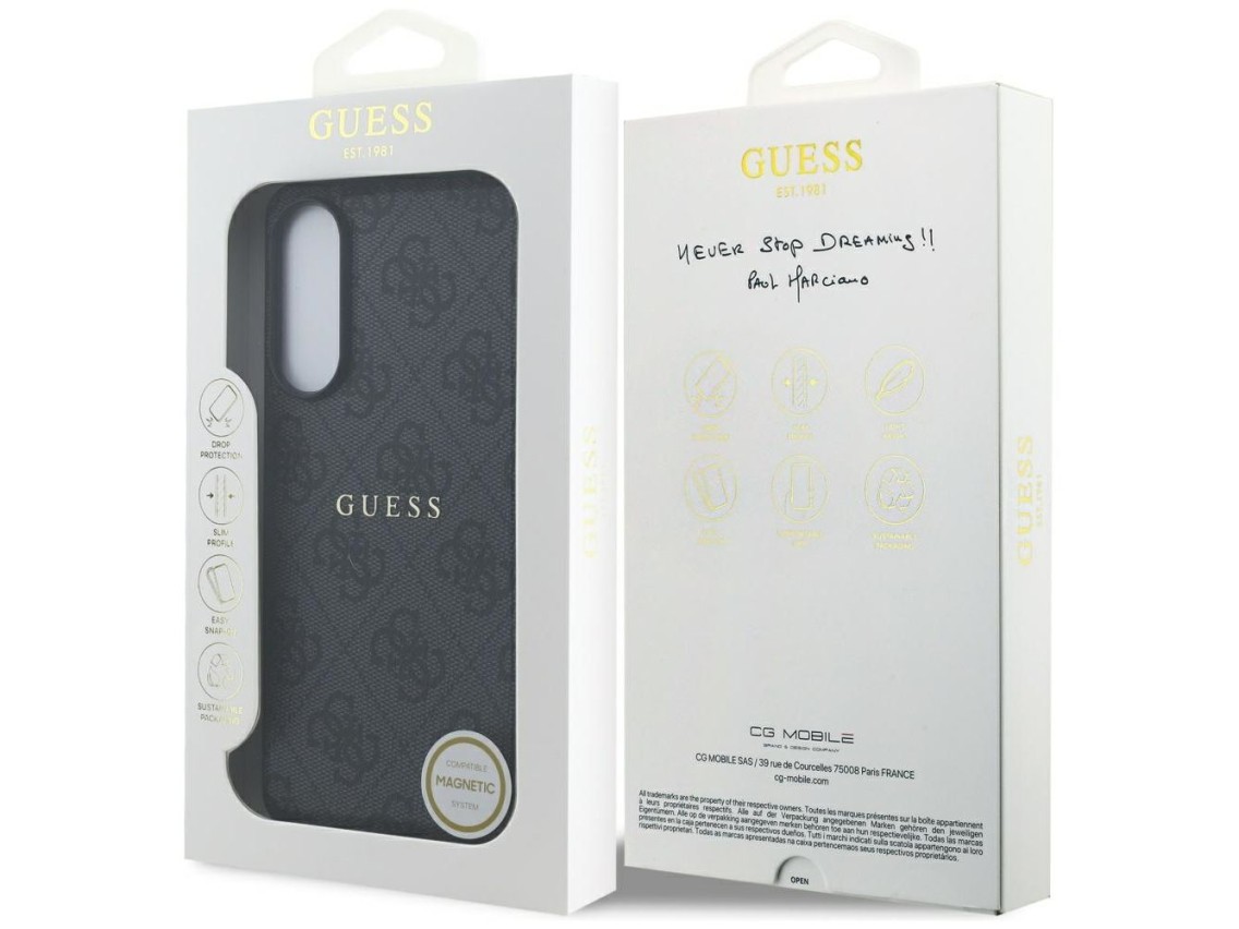 Guess 4G Ring Classic Logo MagSafe Case for Samsung Galaxy S25 Edge - Black
