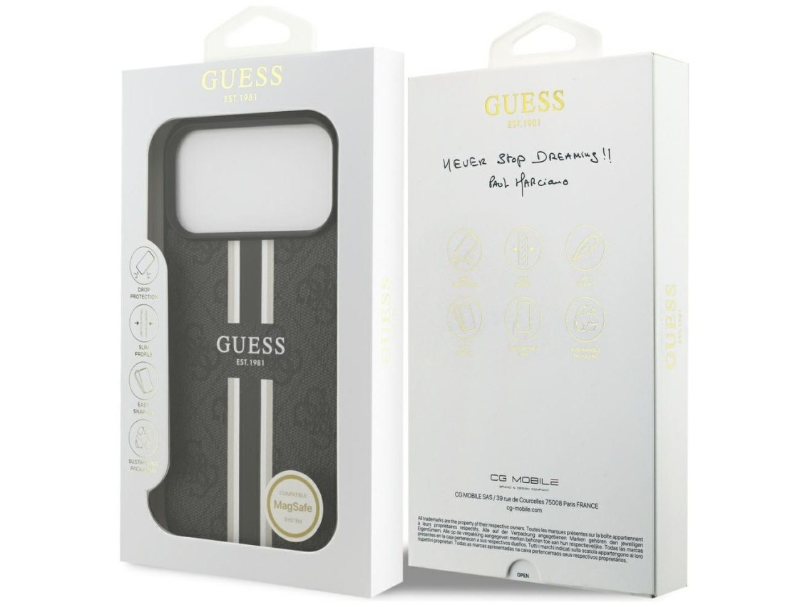 Guess 4G Printed Stripes MagSafe case for iPhone 17 Pro Max - black