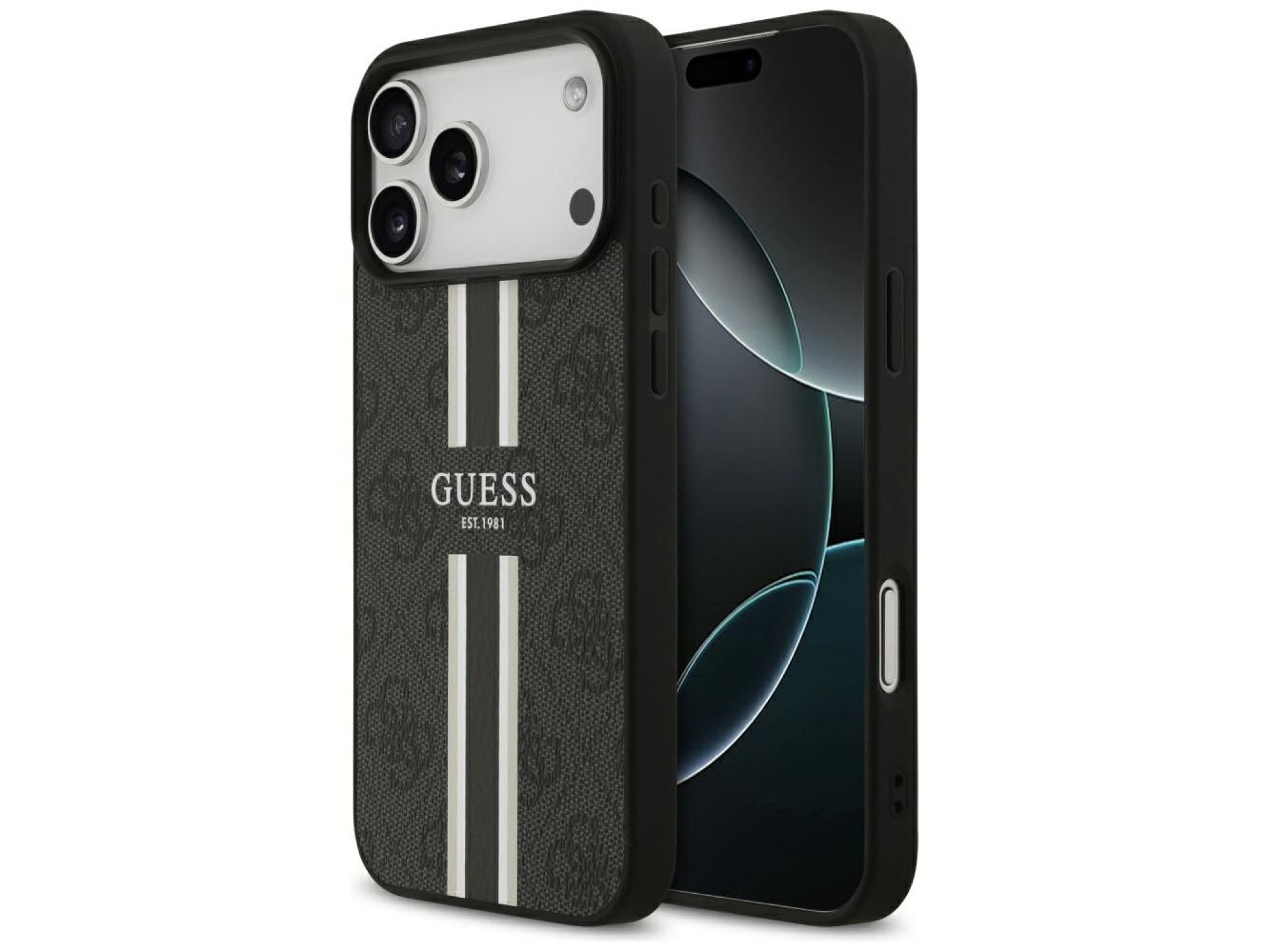 Guess 4G Printed Stripes MagSafe case for iPhone 17 Pro Max - black