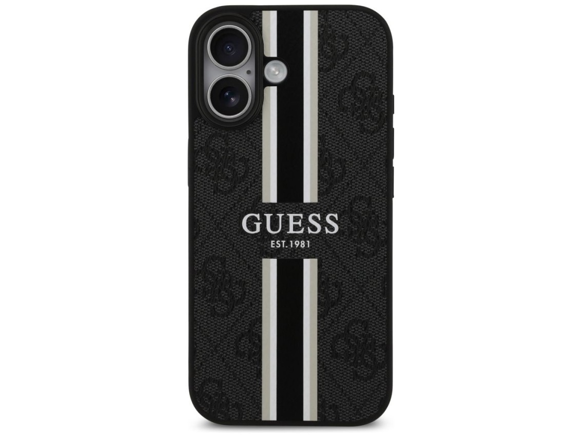 Funda Guess 4G con estampado de rayas y MagSafe para iPhone 17 - negra