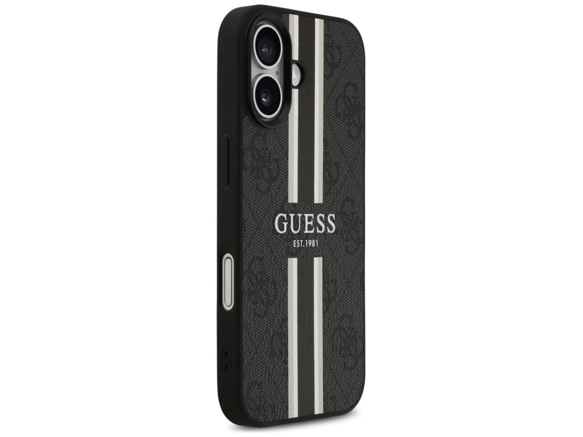 Funda Guess 4G con estampado de rayas y MagSafe para iPhone 17 - negra