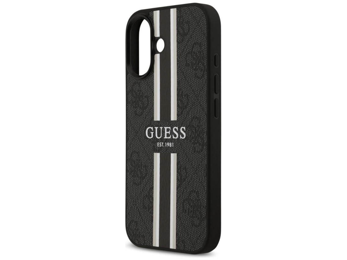 Funda Guess 4G con estampado de rayas y MagSafe para iPhone 17 - negra