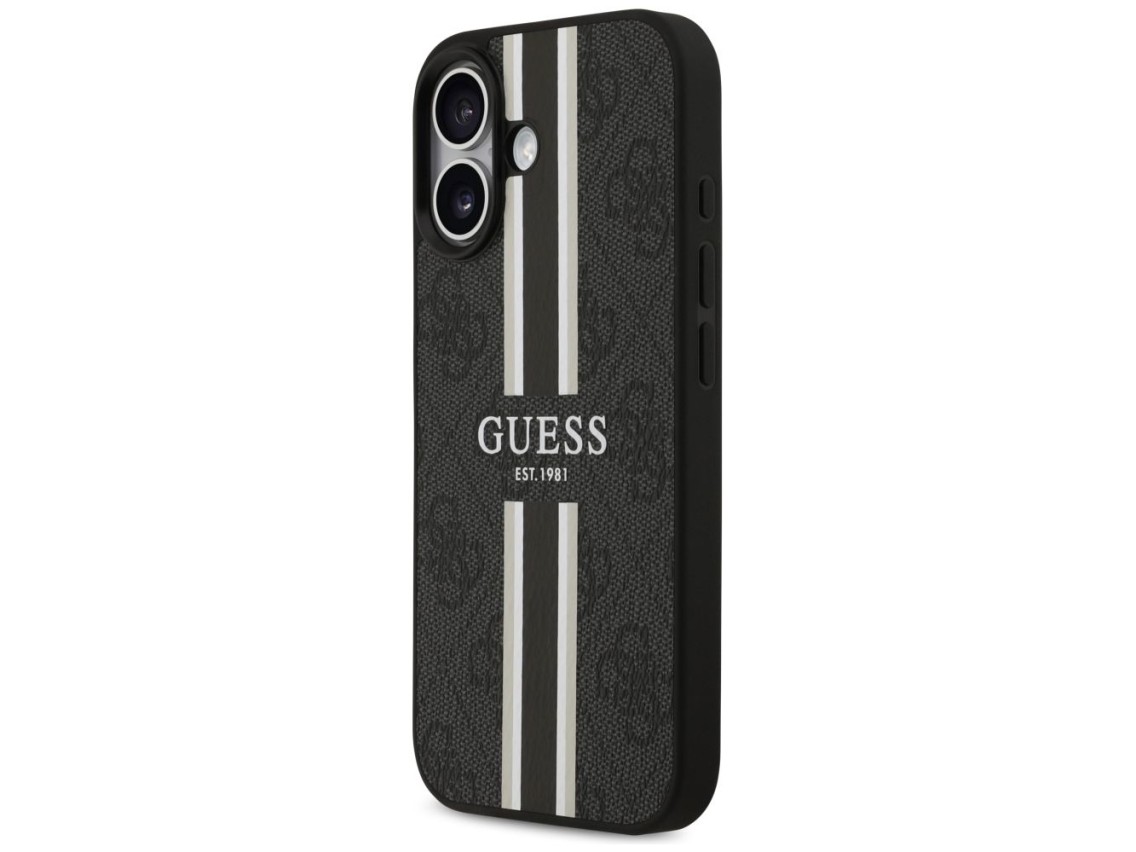 Funda Guess 4G con estampado de rayas y MagSafe para iPhone 17 - negra