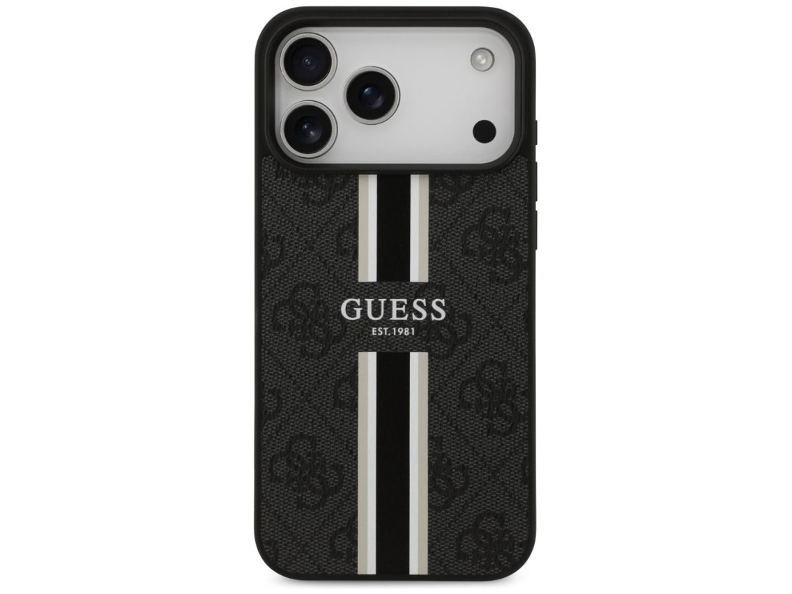 Guess 4G Printed Stripes MagSafe case for iPhone 17 Pro Max - black