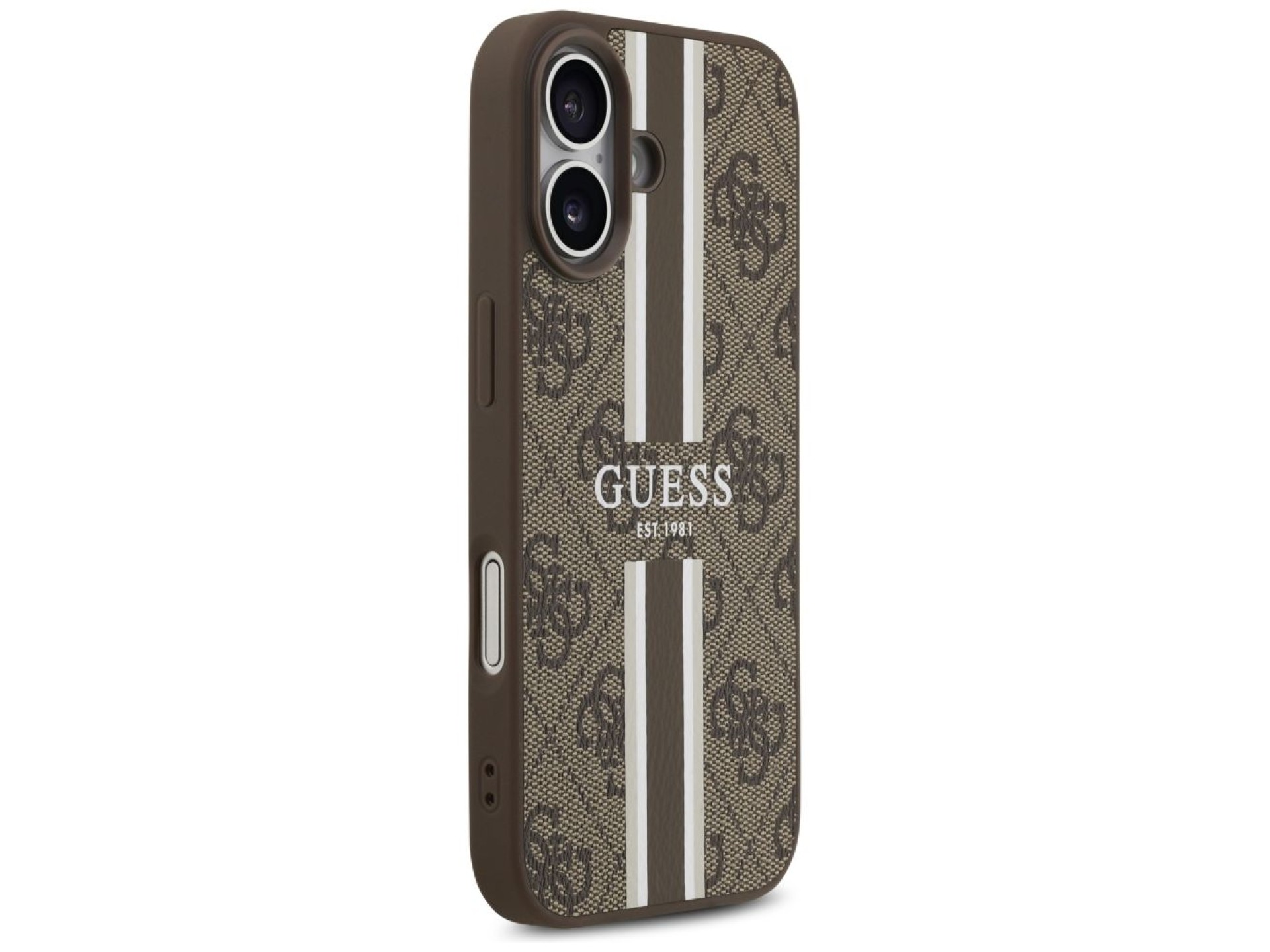 Funda Guess 4G con estampado de rayas y MagSafe para iPhone 17 - marrón