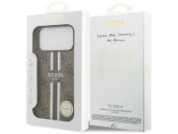 Funda Guess 4G con estampado de rayas y MagSafe para iPhone 17 Pro Max - marrón Funda Guess 4G con estampado de rayas y MagSafe para iPhone 17 Pro Max - marrón