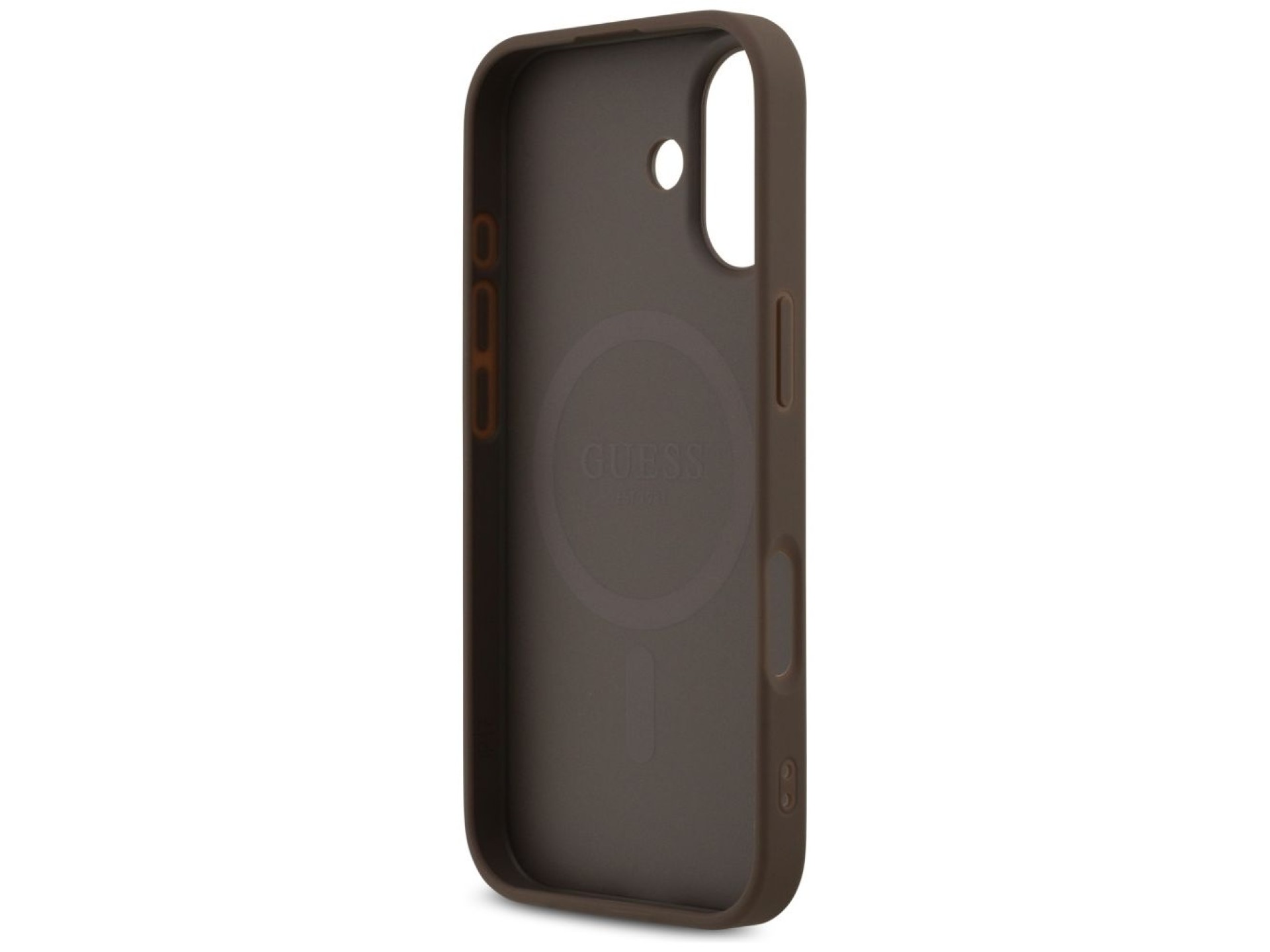 Funda Guess 4G con estampado de rayas y MagSafe para iPhone 17 - marrón