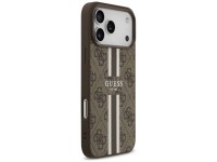 Funda Guess 4G con estampado de rayas y MagSafe para iPhone 17 Pro Max - marrón Funda Guess 4G con estampado de rayas y MagSafe para iPhone 17 Pro Max - marrón