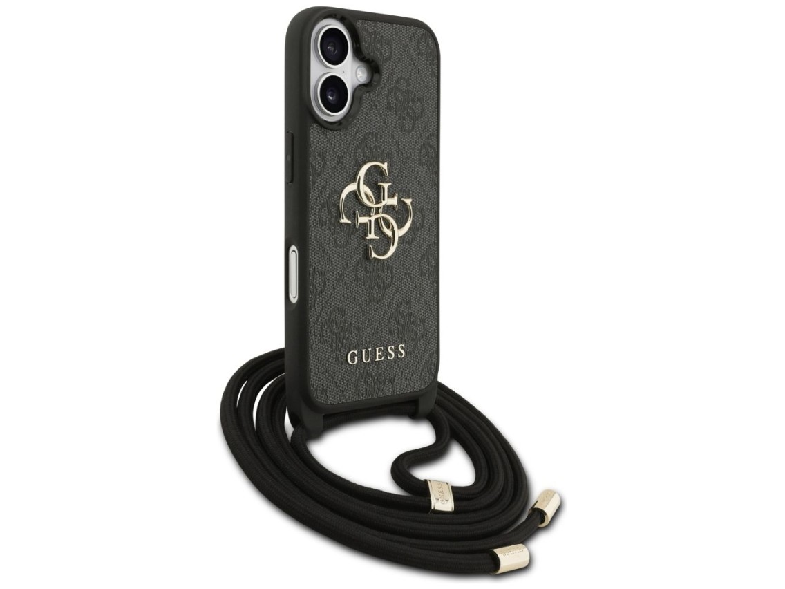 Guess 4G Big Logo Cord Stap Crossbody Case for iPhone 17 - Black