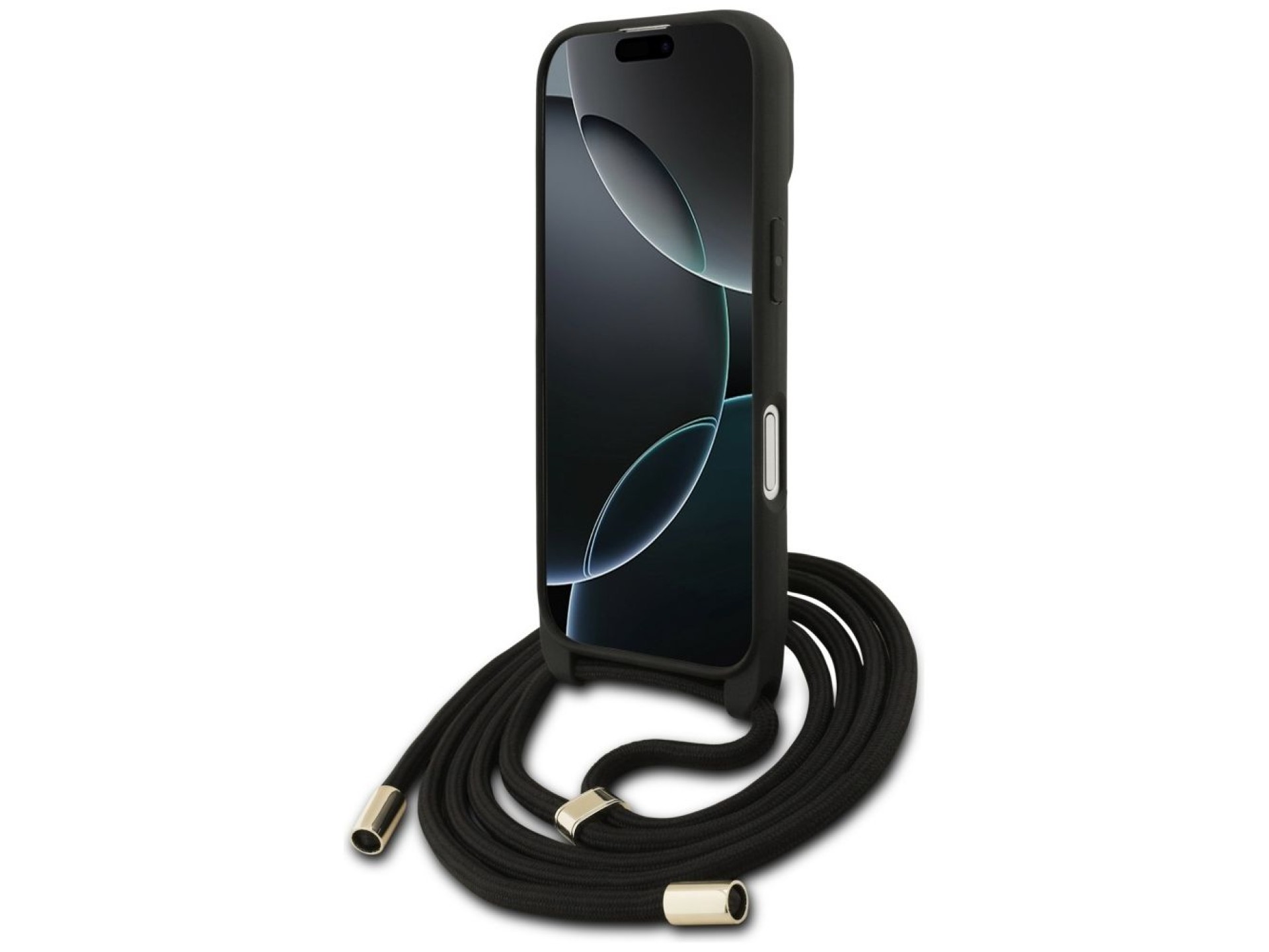 Guess 4G Big Logo Cord Stap Crossbody Case for iPhone 17 - Black