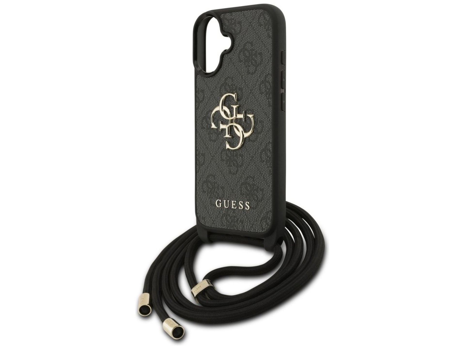 Guess 4G Big Logo Cord Stap Crossbody Case for iPhone 17 - Black