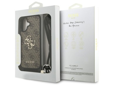 Funda Guess 4G con logotipo grande y correa para cord�n, tipo bandolera, para iPhone 17 - Marr�n