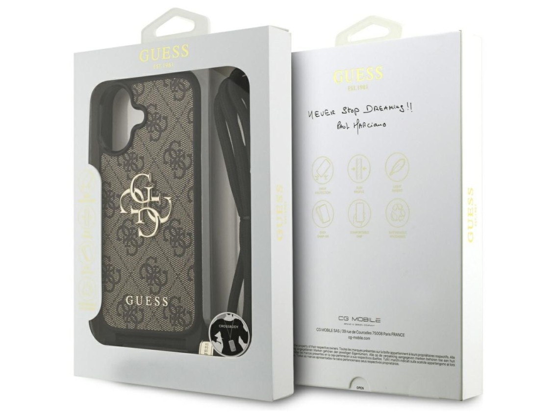 Guess 4G Big Logo Cord Stap Crossbody Case for iPhone 17 - Brown