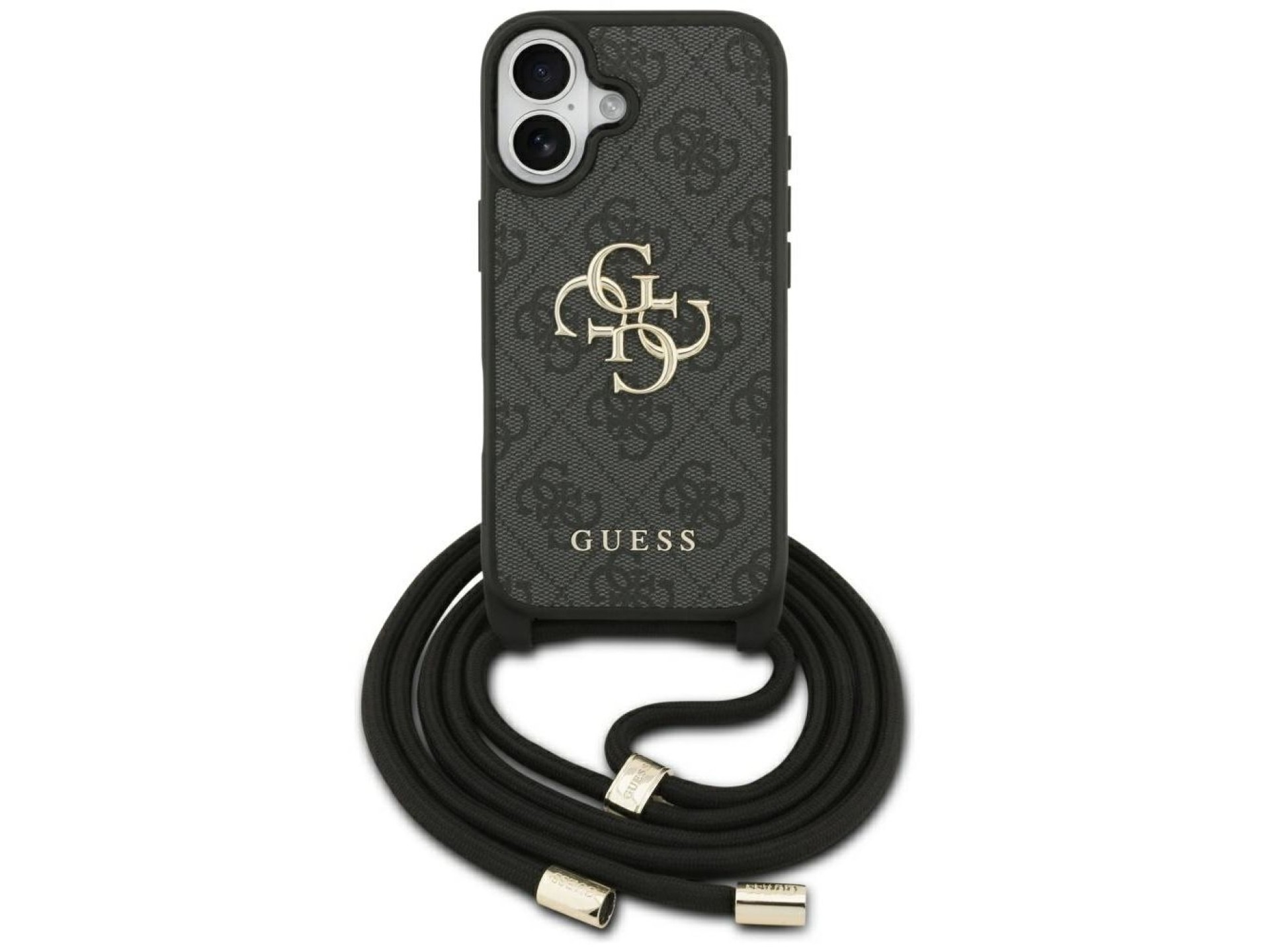 Guess 4G Big Logo Cord Stap Crossbody Case for iPhone 17 - Black
