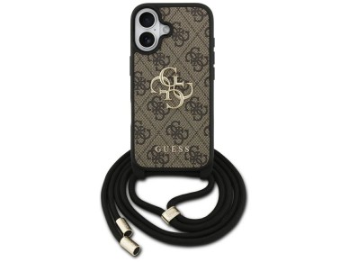 Funda Guess 4G con logotipo grande y correa para cord�n, tipo bandolera, para iPhone 17 - Marr�n