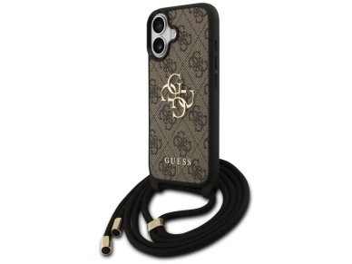 Funda Guess 4G con logotipo grande y correa para cord�n, tipo bandolera, para iPhone 17 - Marr�n