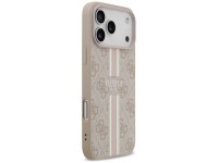 Capa Guess 4G com estampa de listras e MagSafe para iPhone 17 Pro Max - rosa Capa Guess 4G com estampa de listras e MagSafe para iPhone 17 Pro Max - rosa