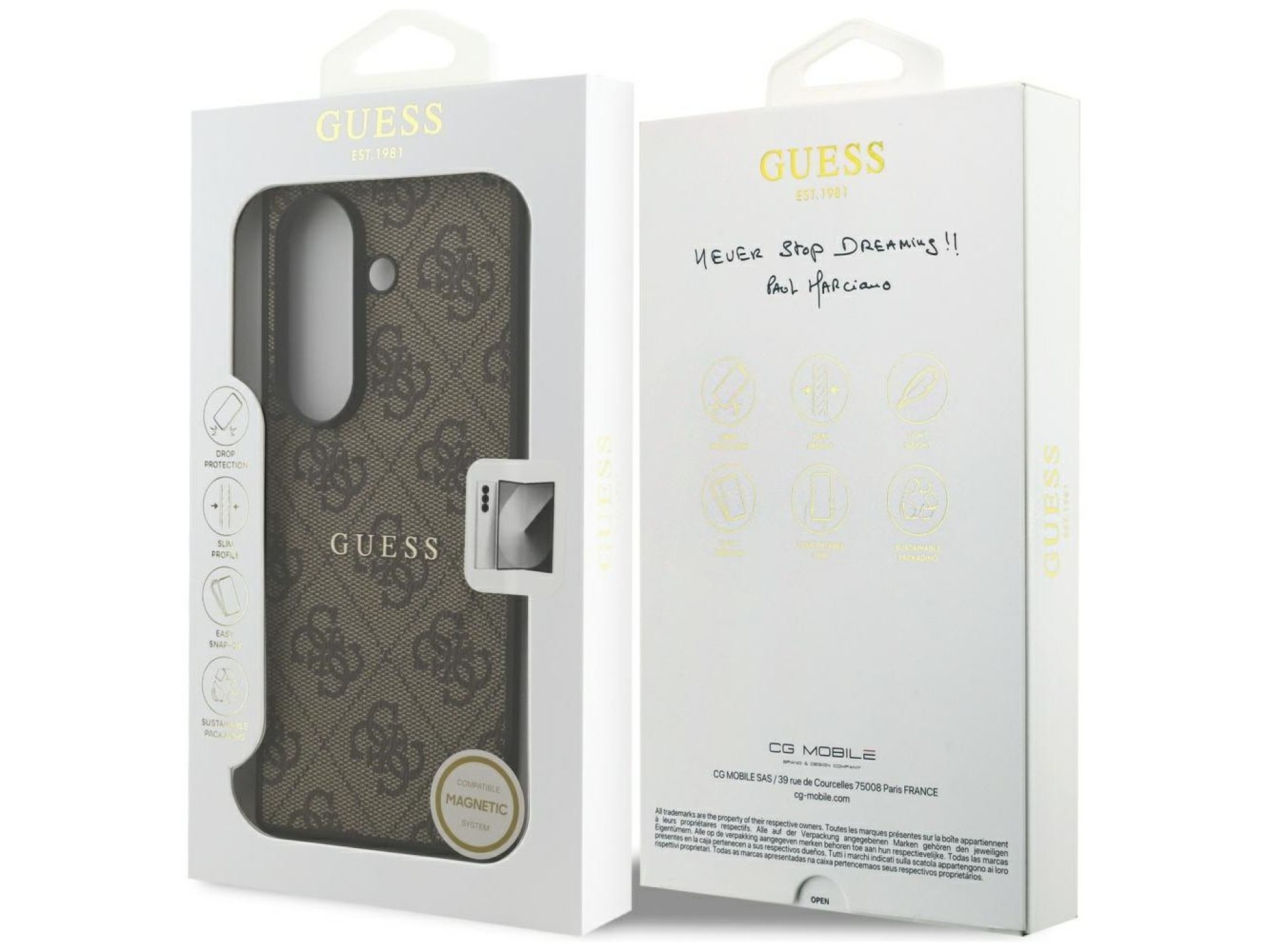 Funda Guess 4G Classic MagSafe para Samsung Galaxy Z Fold7 - Marrón