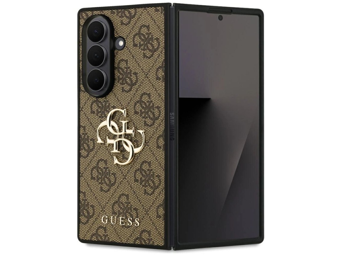 Capa Guess com logo 4G grande e logo clássico para Samsung Galaxy Z Fold7 - Marrom