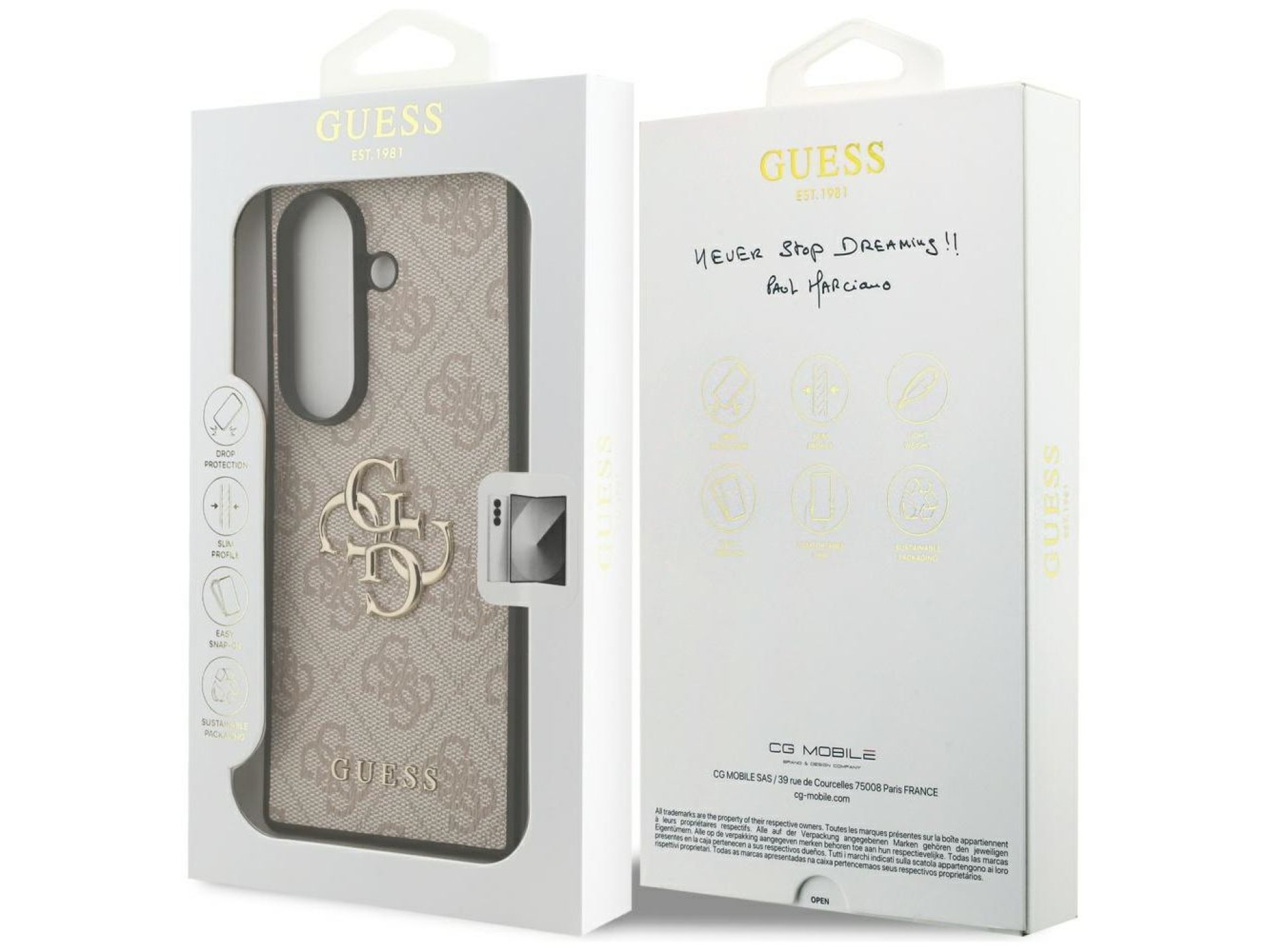 Capa Guess com logo 4G grande e logo clássico para Samsung Galaxy Z Fold7 - Rosa