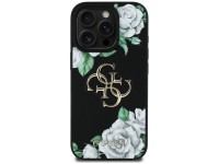 Capa Guess Grained Roses com logo Big 4G para iPhone 16 Pro Max - preta Capa Guess Grained Roses com logo Big 4G para iPhone 16 Pro Max - preta