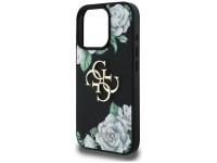 Guess Grained Roses Big 4G logo iPhone 16 Pro case - black Guess Grained Roses Big 4G logo iPhone 16 Pro case - black