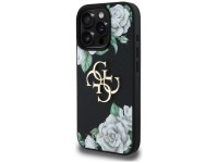 Guess Grained Roses Big 4G logo iPhone 16 Pro case - black Guess Grained Roses Big 4G logo iPhone 16 Pro case - black