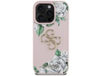 Guess Grained Roses Big 4G logo iPhone 16 Pro Max case - pink Guess Grained Roses Big 4G logo iPhone 16 Pro Max case - pink