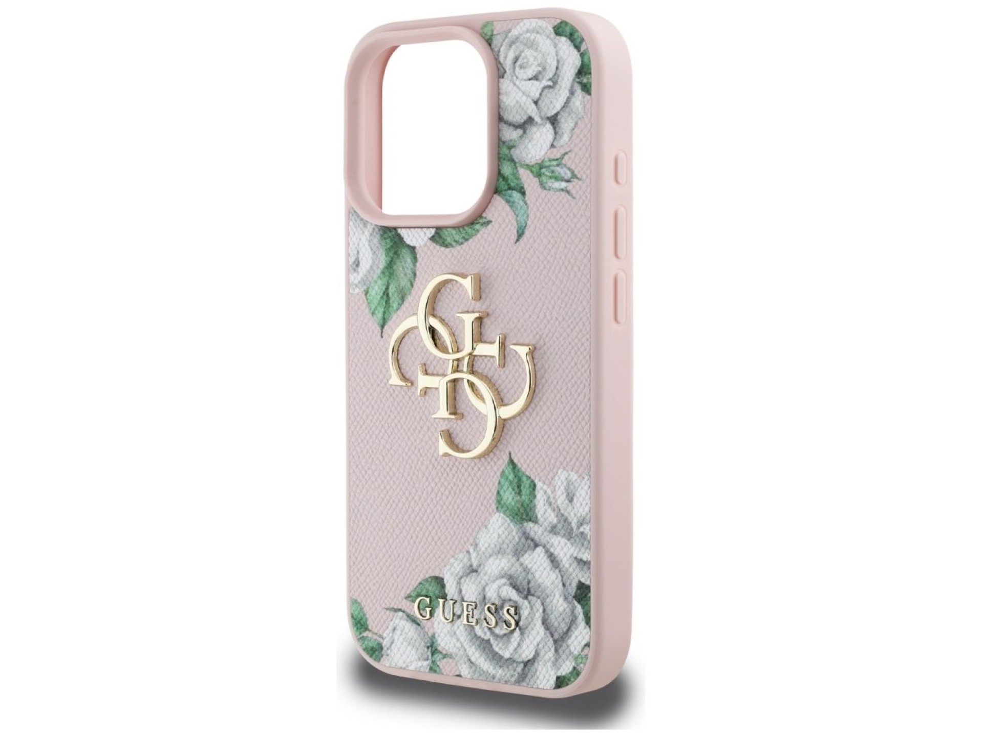 Guess Grained Roses Big 4G logo iPhone 16 Pro Max case - pink