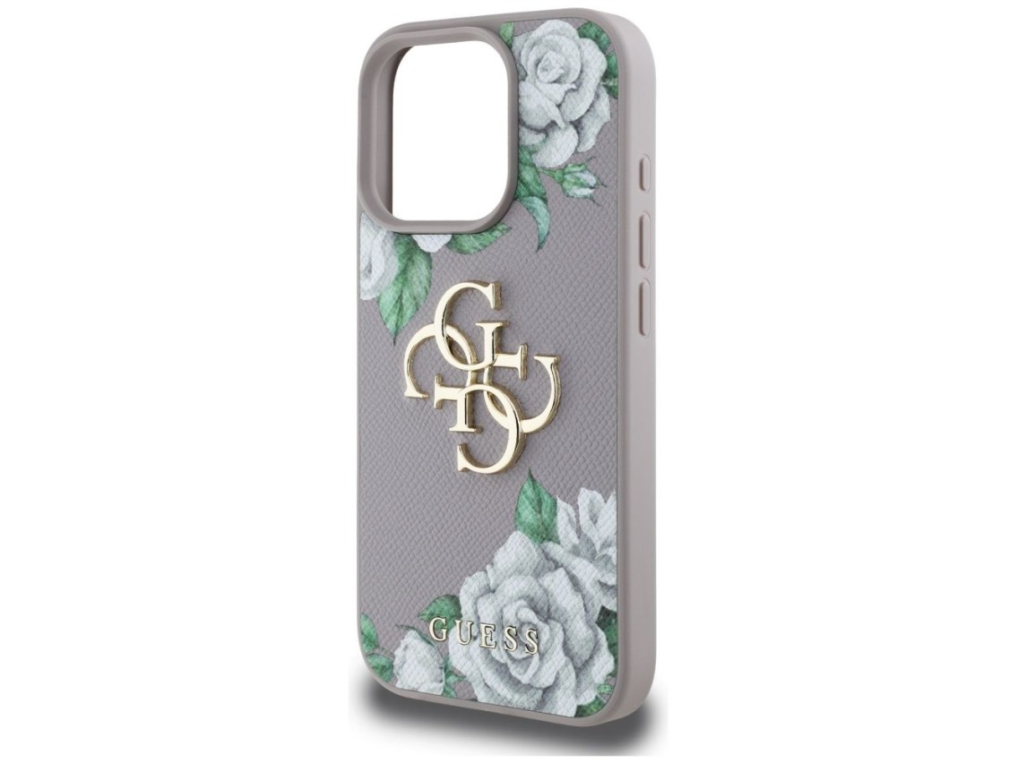 Guess Grained Roses Big 4G Logo iPhone 16 Pro Max Case - Purple
