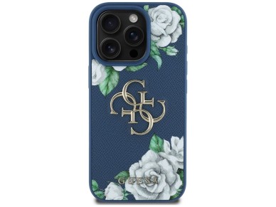 Funda Guess Grained Roses Big 4G con logo para iPhone 16 Pro - azul Funda Guess Grained Roses Big 4G con logo para iPhone 16 Pro - azul