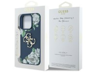 Capa Guess Grained Roses com logo Big 4G para iPhone 16 Pro - azul Capa Guess Grained Roses com logo Big 4G para iPhone 16 Pro - azul