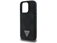 Guess Grained Hot Stamp Peony Triangle Logo MagSafe Case for iPhone 16 Pro - Black Guess Grained Hot Stamp Peony Triangle Logo MagSafe Case for iPhone 16 Pro - Black