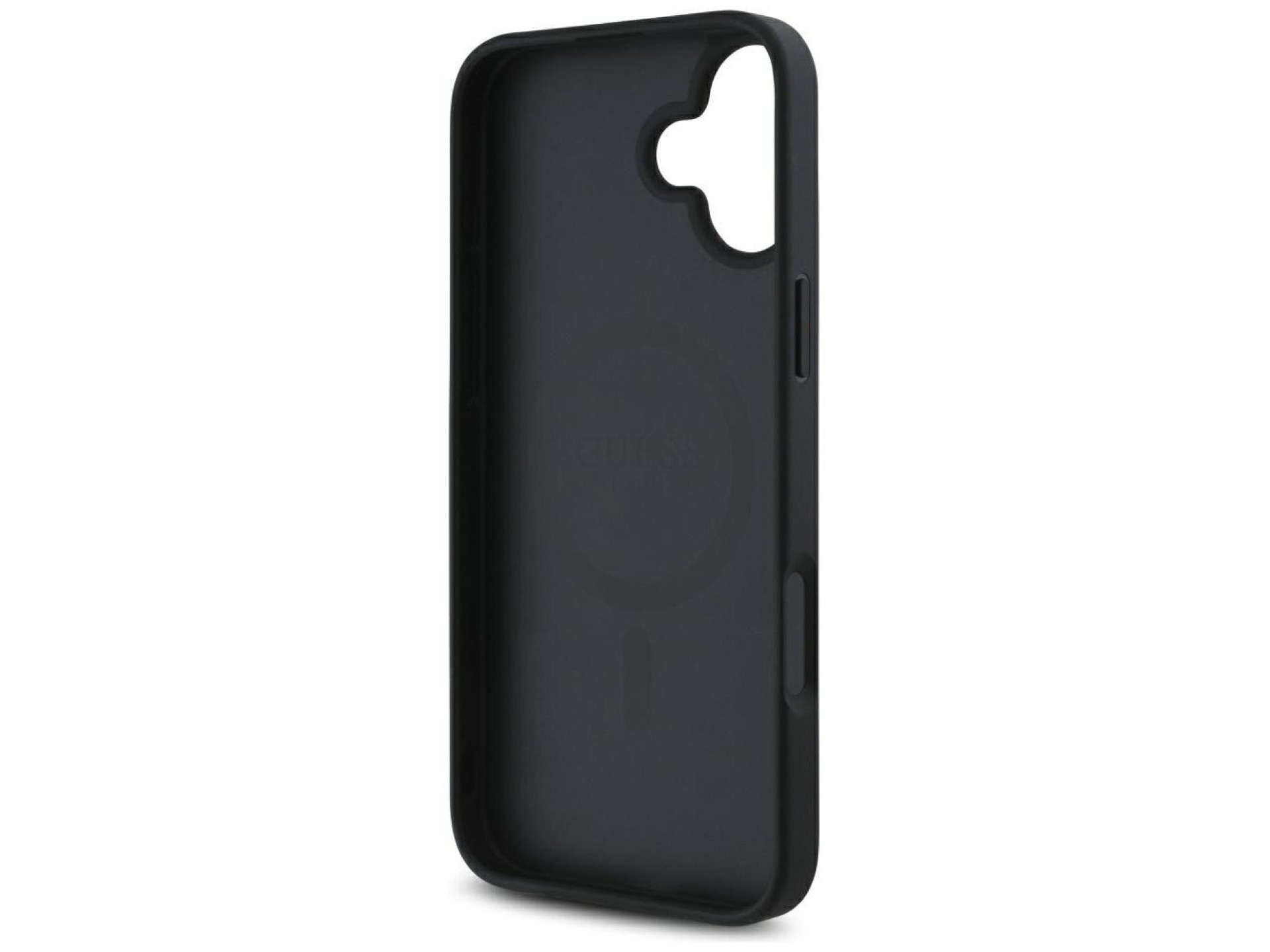 Guess Grained Hot Stamp Peony Triangle Logo MagSafe Case for iPhone 16 - Black