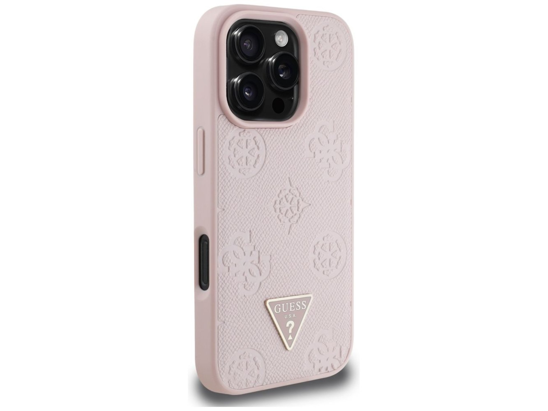 Funda Guess MagSafe para iPhone 16 Pro con logo de peonía y estampado en caliente - Rosa