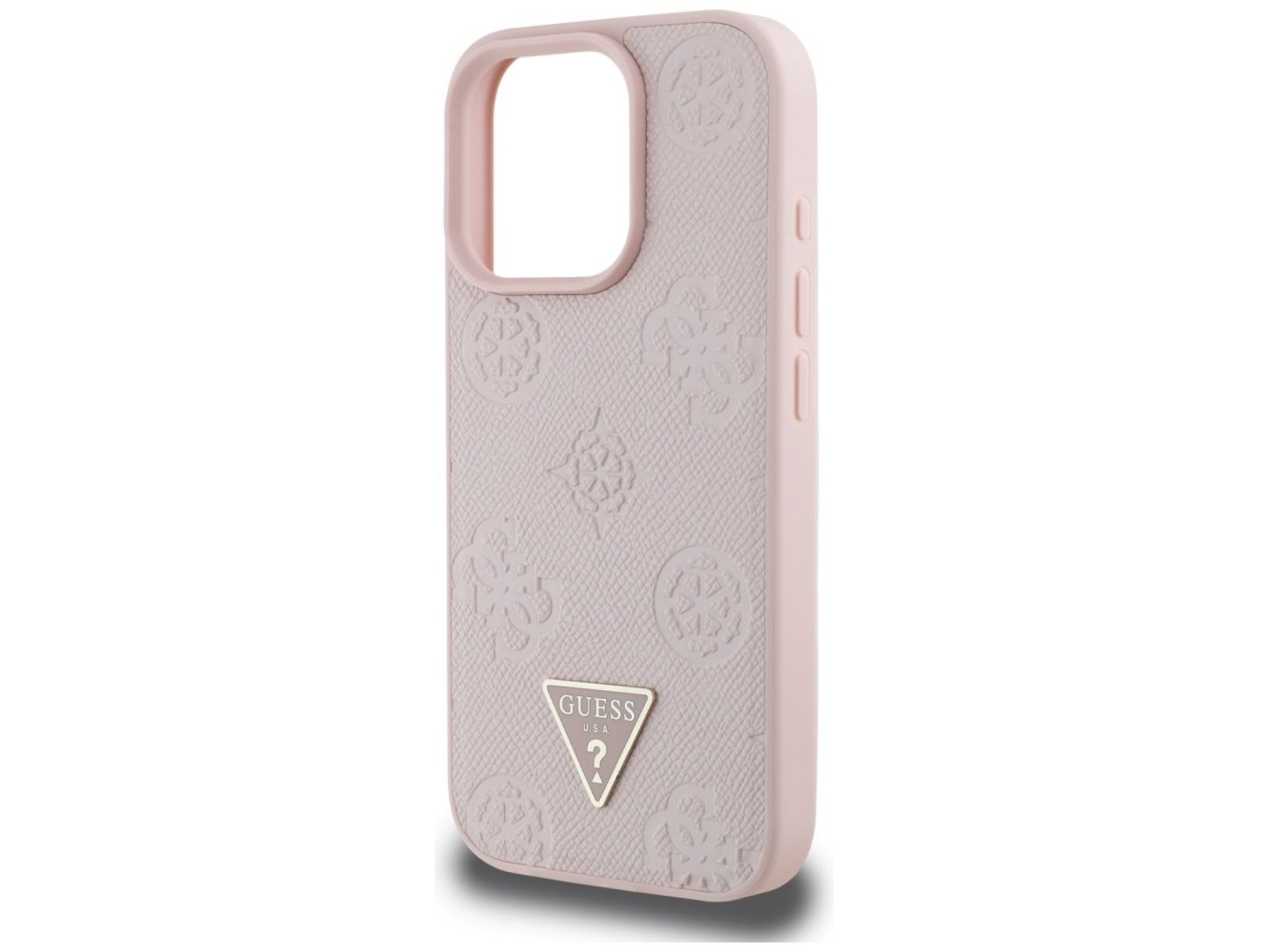 Funda Guess MagSafe para iPhone 16 Pro con logo de peonía y estampado en caliente - Rosa