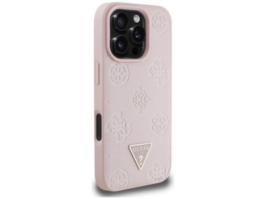 Guess Grained Hot Stamp Peony Triangle Logo MagSafe iPhone 16 Pro Case - Pink Guess Grained Hot Stamp Peony Triangle Logo MagSafe iPhone 16 Pro Case - Pink