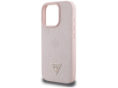 Guess Grained Hot Stamp Peony Triangle Logo MagSafe iPhone 16 Pro Case - Pink Guess Grained Hot Stamp Peony Triangle Logo MagSafe iPhone 16 Pro Case - Pink