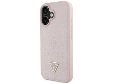 Guess Grained Hot Stamp Peony Triangle Logo MagSafe iPhone 16 Case - Pink Guess Grained Hot Stamp Peony Triangle Logo MagSafe iPhone 16 Case - Pink