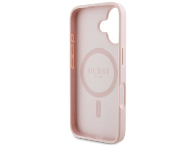 Guess Grained Hot Stamp Peony Triangle Logo MagSafe iPhone 16 Case - Pink Guess Grained Hot Stamp Peony Triangle Logo MagSafe iPhone 16 Case - Pink