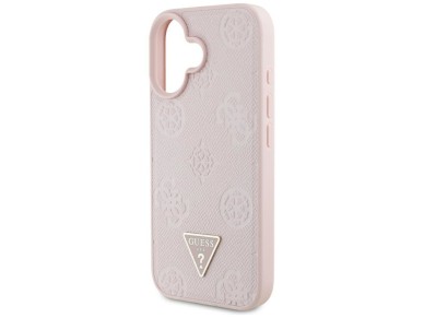 Guess Grained Hot Stamp Peony Triangle Logo MagSafe iPhone 16 Case - Pink Guess Grained Hot Stamp Peony Triangle Logo MagSafe iPhone 16 Case - Pink