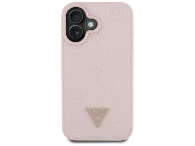 Guess Grained Hot Stamp Peony Triangle Logo MagSafe iPhone 16 Case - Pink Guess Grained Hot Stamp Peony Triangle Logo MagSafe iPhone 16 Case - Pink